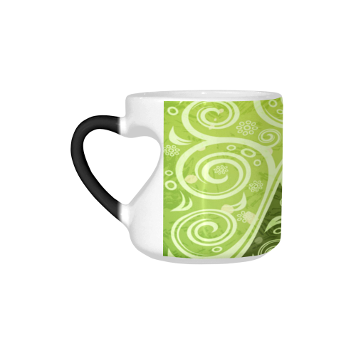 Abstract-Vintage-Floral-Green Heart-shaped Morphing Mug