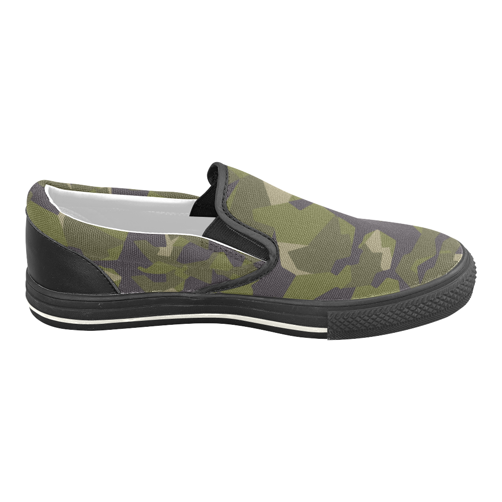Swedish M90 woodland camouflage Men's Slip-on Canvas Shoes (Model 019)