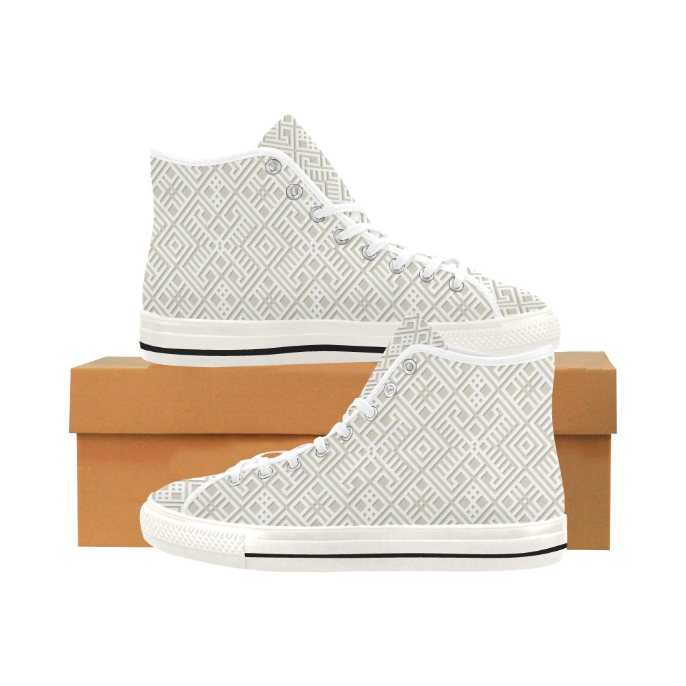 White 3D Geometric Pattern Vancouver H Women's Canvas Shoes (1013-1)