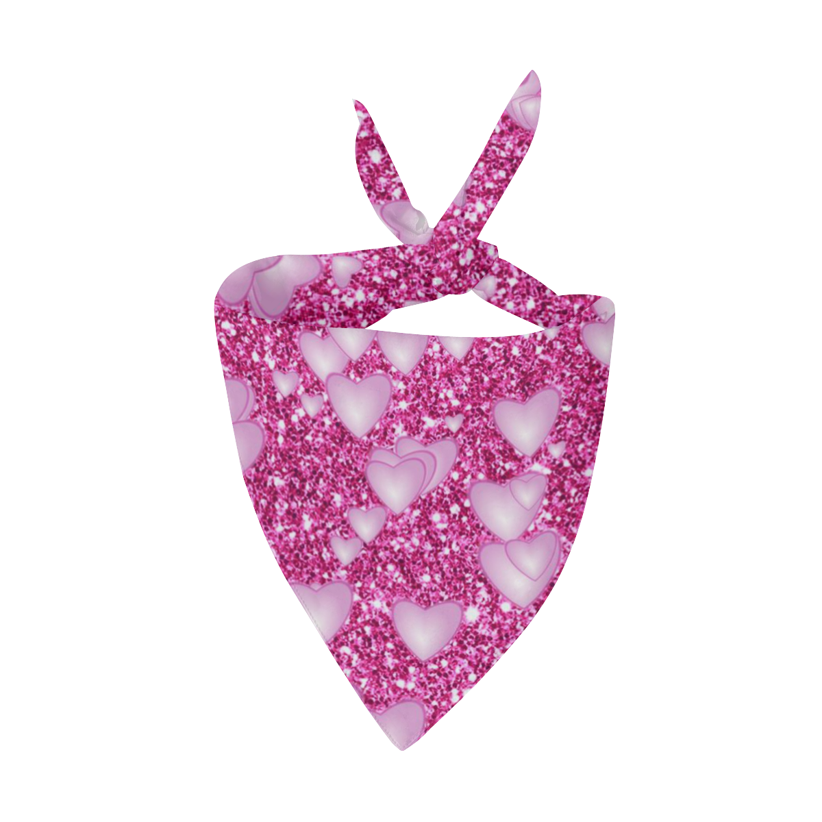 Hearts on Sparkling glitter print, pink Pet Dog Bandana/Large Size