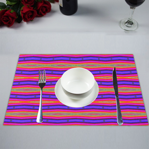 Bright Pink Purple Stripe Abstract Placemat 14’’ x 19’’ (Set of 6)