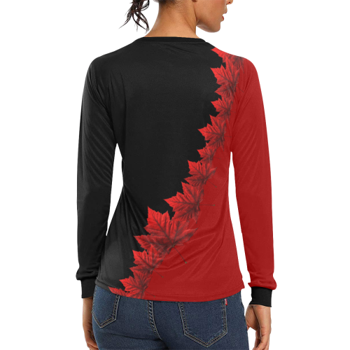 Canada Maple Leaf Long Sleeve Shirts Women's All Over Print Long Sleeve T-shirt (Model T51)