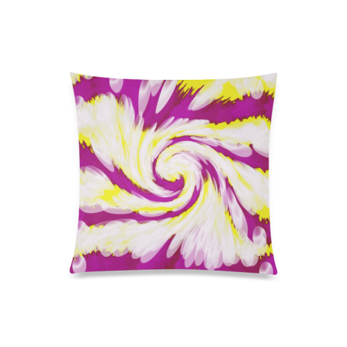 Pink Yellow Tie Dye Swirl Abstract Custom Zippered Pillow Case 20"x20"(Twin Sides)