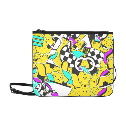 Shapes on a yellow background Slim Clutch Bag (Model 1668)