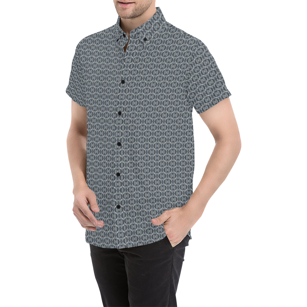 Model #110c| Men's All Over Print Short Sleeve Shirt (Model T53)