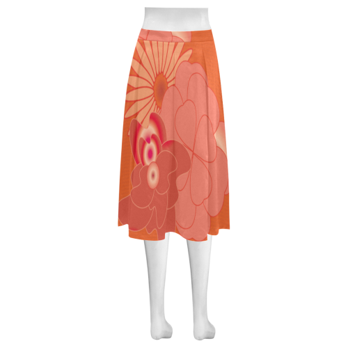 Flowers A0, B0, C0, Mnemosyne Women's Crepe Skirt (Model D16)
