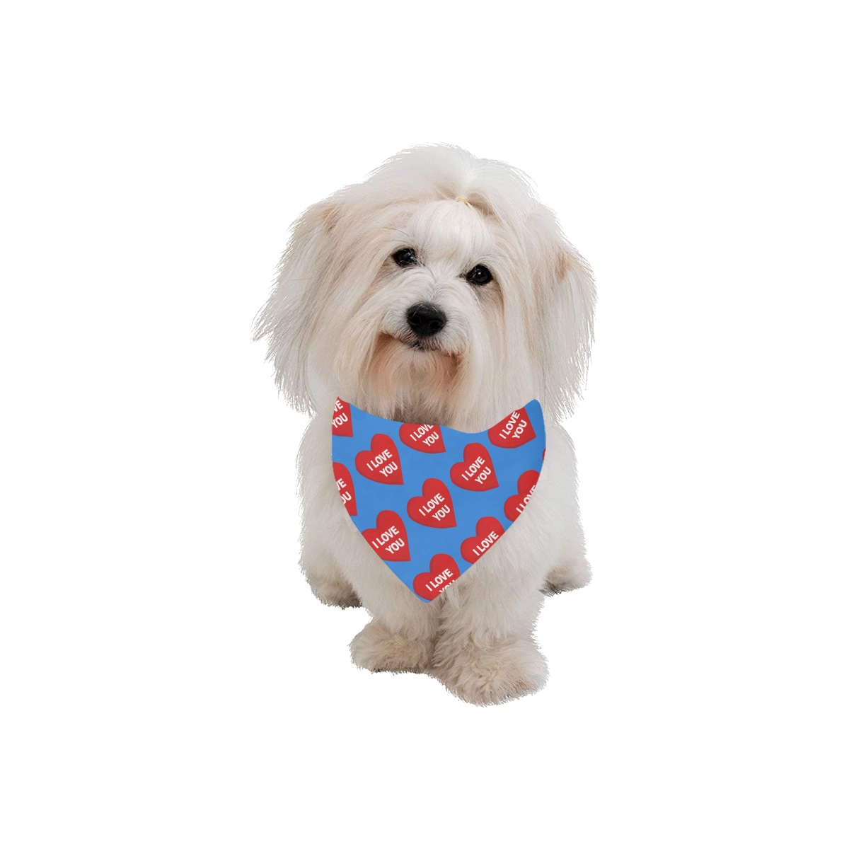 I love you in heart - BLUE Pet Dog Bandana/Large Size