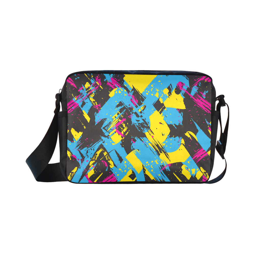 Colorful paint stokes on a black background Classic Cross-body Nylon Bags (Model 1632)