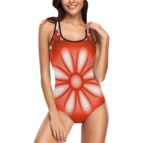 Mod Flower Classic Swimsuit Vest One Piece Swimsuit (Model S04)