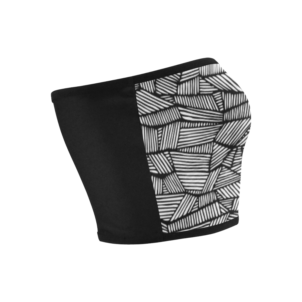 BLACK AND WHITE DIAMOND FRONT PATTERN Bandeau Top