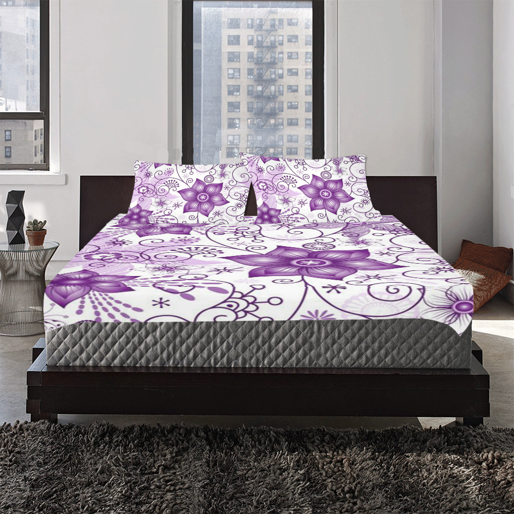 Colorful Butterflies and Flowers V8 3-Piece Bedding Set