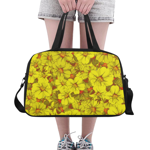 Yellow flower pattern Fitness Handbag (Model 1671)