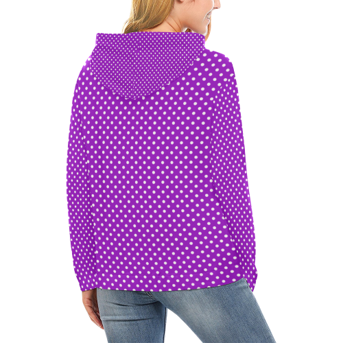 Lavander polka dots All Over Print Hoodie for Women (USA Size) (Model H13)