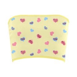 Pink-Blue-Hearts Wild-Thing Hot-Stuff on Yellow Bandeau Top