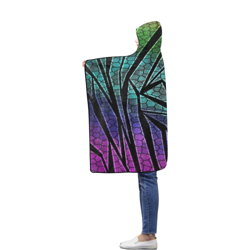 Neon Rainbow Cracked Mosaic Flannel Hooded Blanket 40''x50''