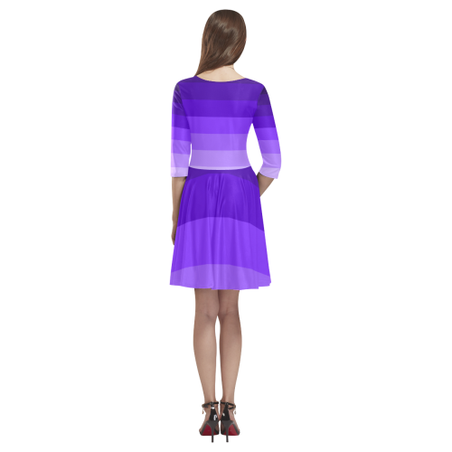 Purple stripes Tethys Half-Sleeve Skater Dress(Model D20)