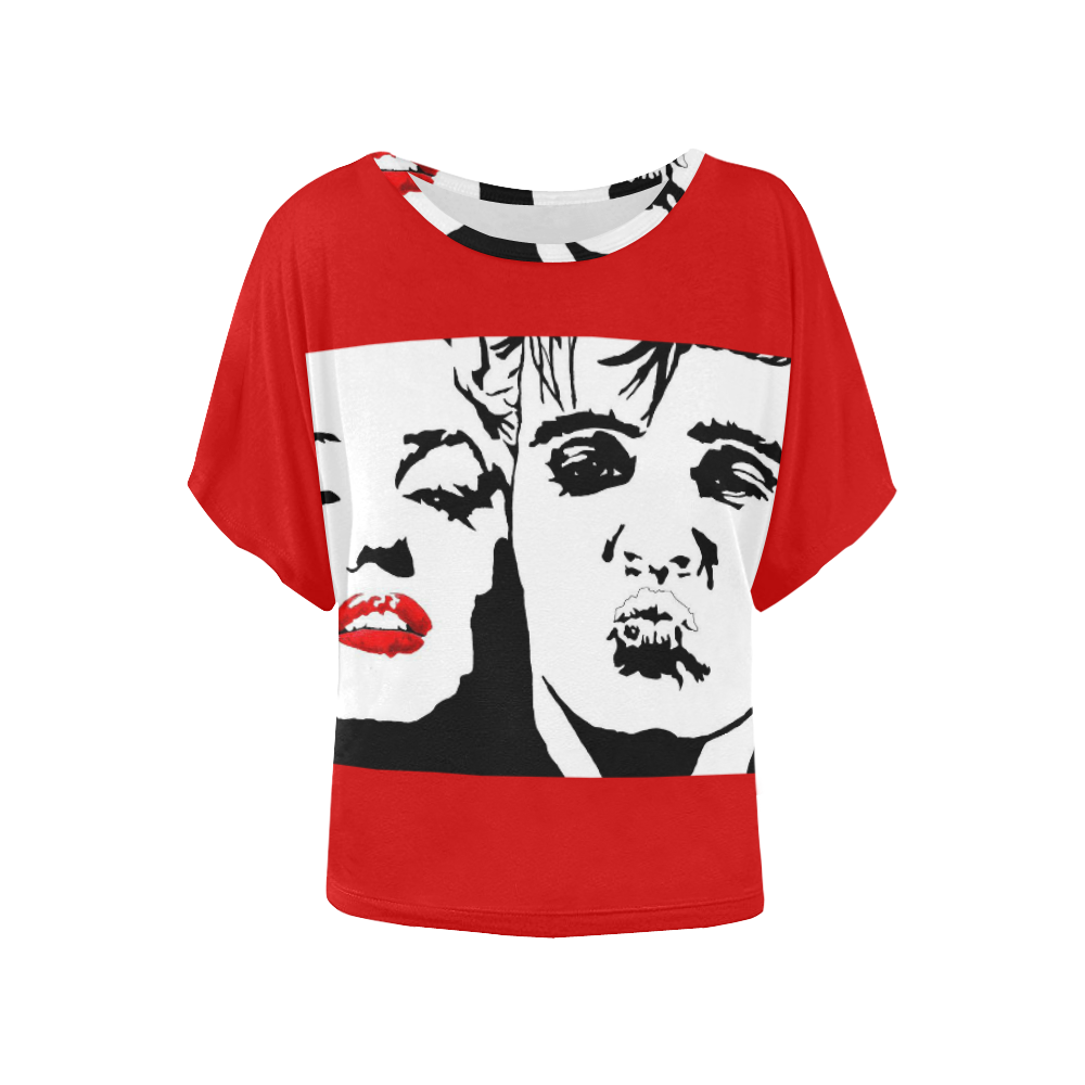 ELVIS+MARILYN- Women's Batwing-Sleeved Blouse T shirt (Model T44)