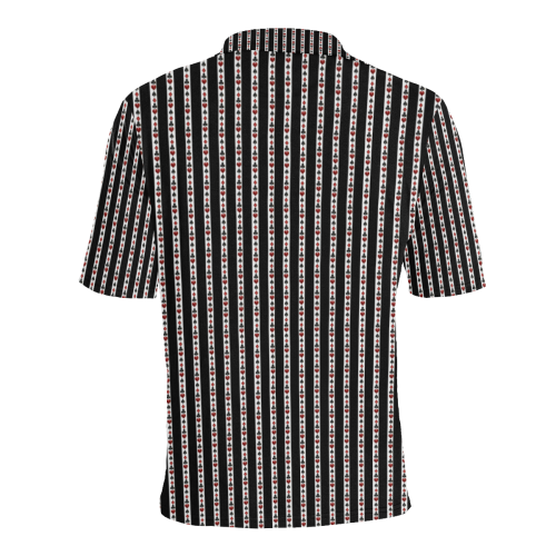 Las Vegas Playing Card Symbols Stripes Men's All Over Print Polo Shirt (Model T55)