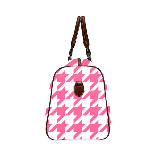 Pink Houndstooth Waterproof Travel Bag/Large (Model 1639)