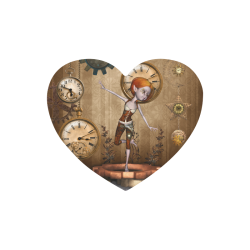 Steampunk girl, clocks and gears Heart-shaped Mousepad