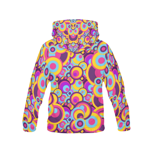 Retro Circles Groovy Violet, Yellow, Blue Colors All Over Print Hoodie for Men (USA Size) (Model H13)