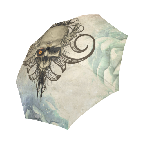Creepy skull, vintage background Auto-Foldable Umbrella (Model U04)