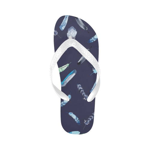 Feather dark blue Flip Flops for Men/Women (Model 040)