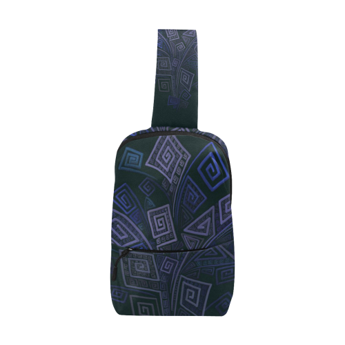 Psychedelic 3D Square Spirals - blue and violet Chest Bag (Model 1678)