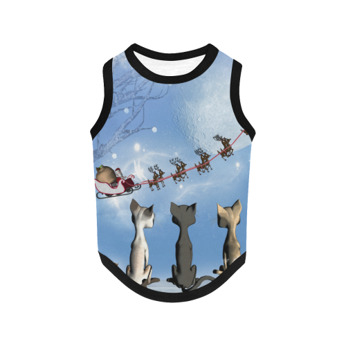 Christmas, cute cats and Santa Claus All Over Print Pet Tank Top