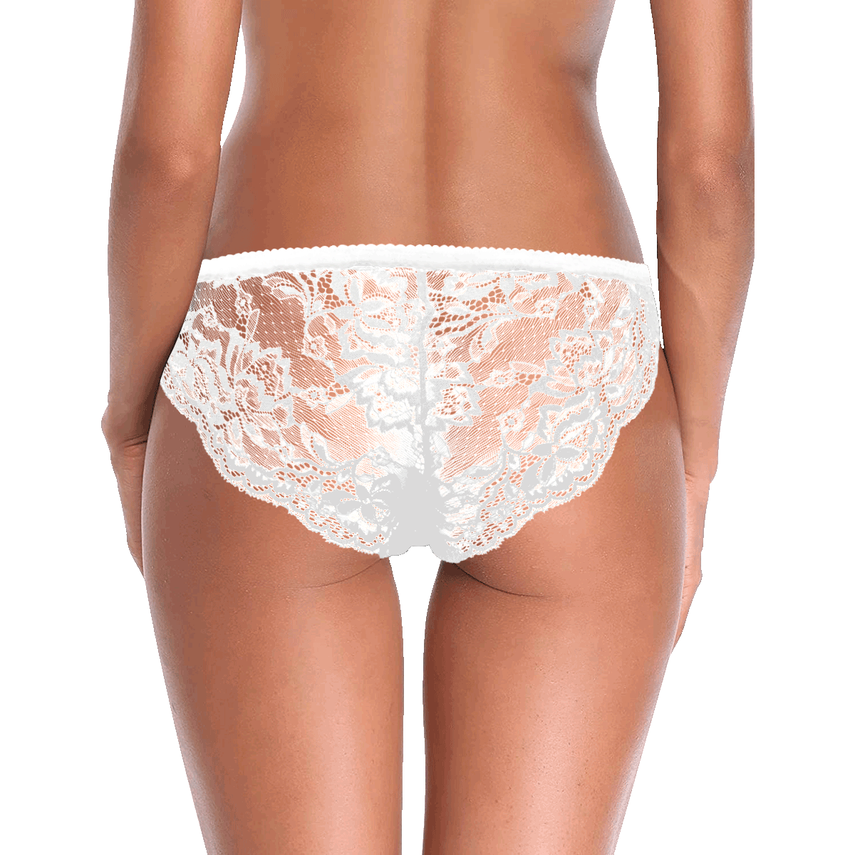 Pink And Green Floral White Women's Lace Panty (Model L41)