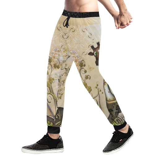 Funny steampunk giraffe Men's All Over Print Sweatpants (Model L11)