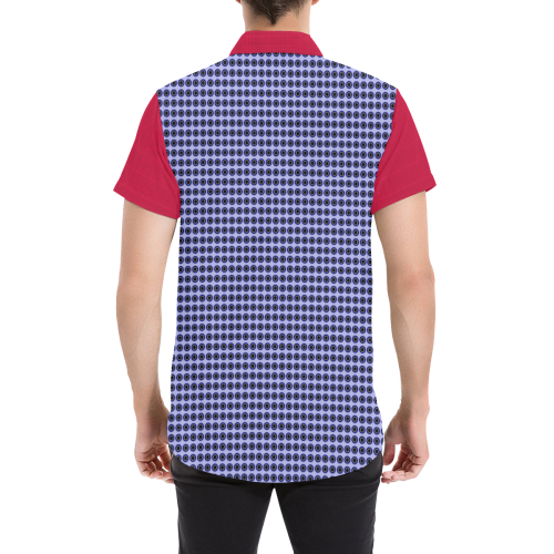 Red Blue Checks TwoTone Men's All Over Print Short Sleeve Shirt (Model T53)