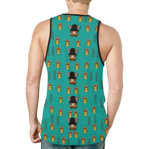 Happy rabbits in the green free grass New All Over Print Tank Top for Men (Model T46)