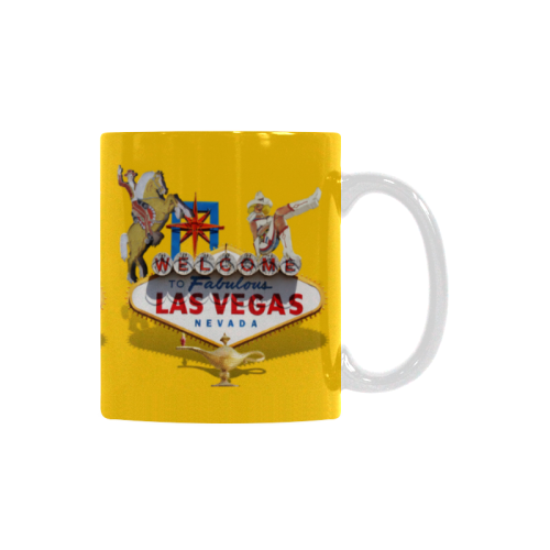 Las Vegas Welcome Sign on Yellow Custom White Mug (11OZ)