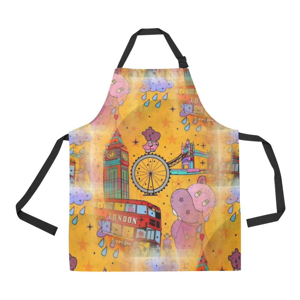Hippo in London by Nico Bielow All Over Print Apron