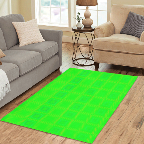 Green multicolored multiple squares Area Rug 5'3''x4'