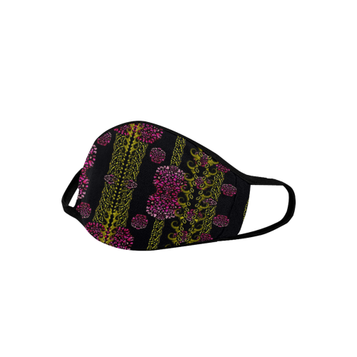 wild flowers on black Mouth Mask