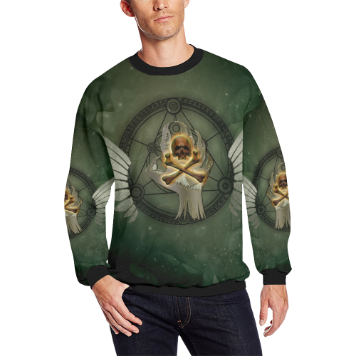 Skull in a hand Men's Oversized Fleece Crew Sweatshirt (Model H18)