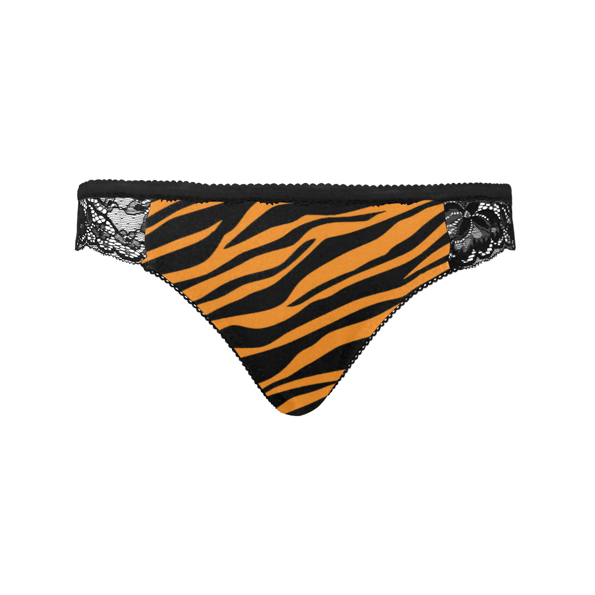 Orange Zebra Stripes Black Women's Lace Panty (Model L41)