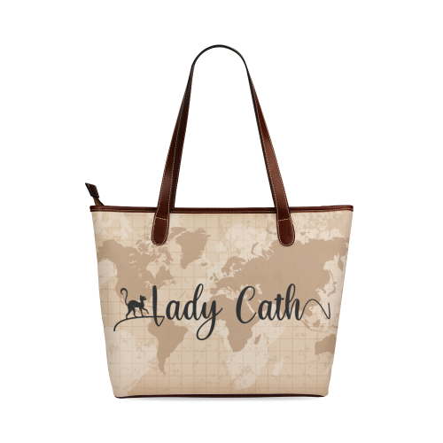 Lady Cath World Map Shoulder Tote Bag (Model 1646)
