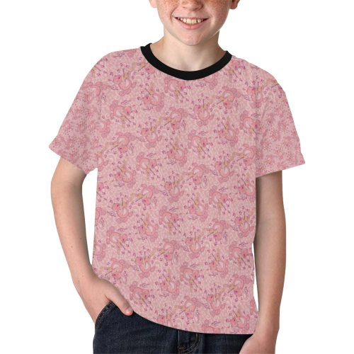 Cat with Violin Pattern Kids' All Over Print T-shirt (Model T65)