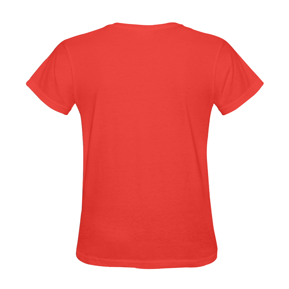 Halloween Ghosts, Owl and Pumpkin / Red Sunny Women's T-shirt (Model T05)