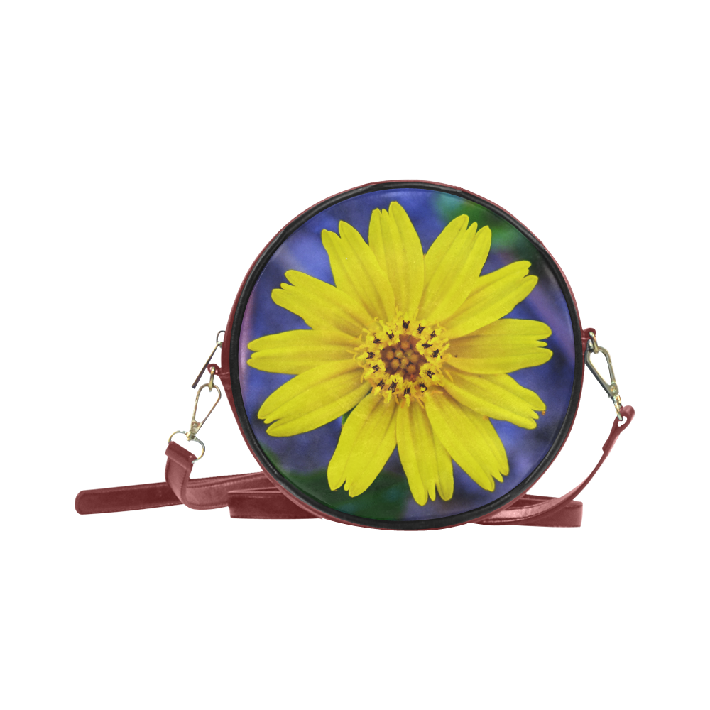 yellow flower Round Sling Bag (Model 1647)