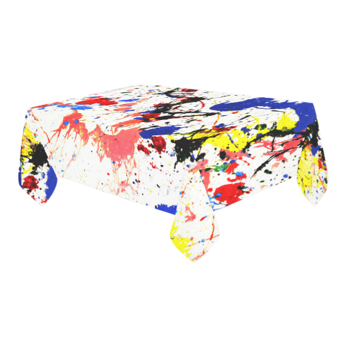 Blue and Red Paint Splatter Cotton Linen Tablecloth 60" x 90"