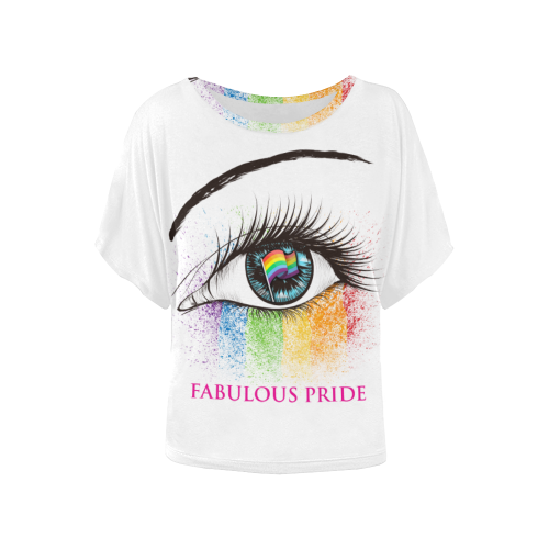 Fairlings Delight's Fabulous Pride Collection- Eye w/Gay Flag Women's Blouse Women's Batwing-Sleeved Blouse T shirt (Model T44)