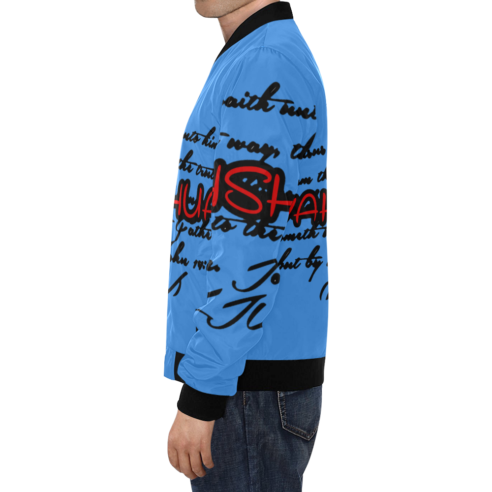 Yahshua Blue BIG & Tall All Over Print Bomber Jacket for Men/Large Size (Model H19)