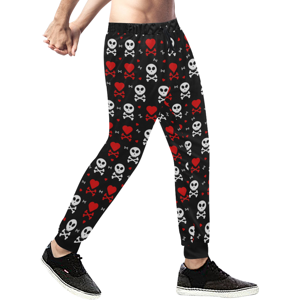 Skull and Crossbones Men's All Over Print Sweatpants/Large Size (Model L11)
