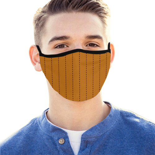Pin Stripes Honey Brown Brown Mouth Mask