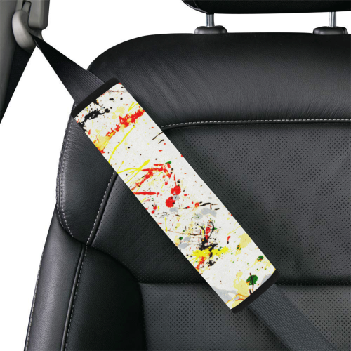 Black, Red, Yellow Paint Splatter Car Seat Belt Cover 7''x12.6''