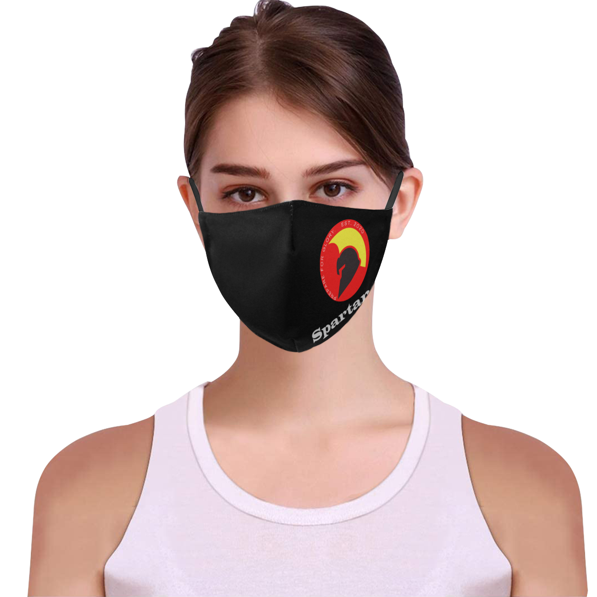 spartan mask_black 3 3D Mouth Mask with Drawstring (Pack of 3) (Model M04)